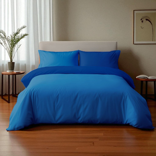 Duotto Duotto 4 Seasons Blau und Sky Bezug - weiche und atmungsaktive Mikrofaser, Oeko-Tex, pflegeleicht, Made in Italy