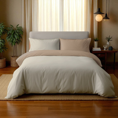 Duotto Duotto 4 Seasons Housse de couette Crème et Noisette - Microfibre douce et respirante, Oeko-Tex