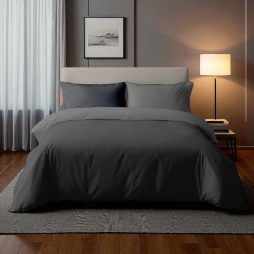 Duotto Duotto 4 Seasons Anthracite and Black Duvet Cover - Soft and Breathable Microfiber, Oeko-Tex, Easy Maintenance, Made in I