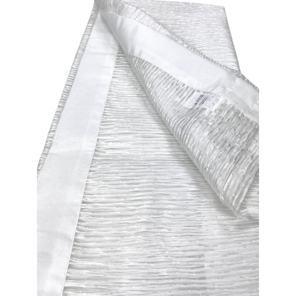 Paire de rideaux en verre blanc Oscar – Moderne semi-transparent en polyester rayé – 2 draps élégants, lavables, prêts à l’emplo