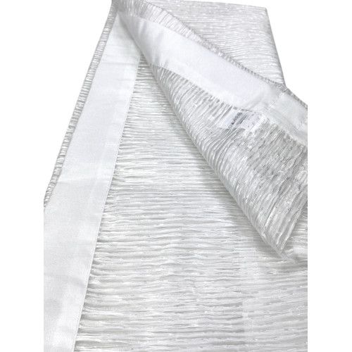 Pair of White Glass Curtain Oscar – Modern Semi-transparent in Striped Polyester – 2 Elegant Sheets, Washable, Ready to Use