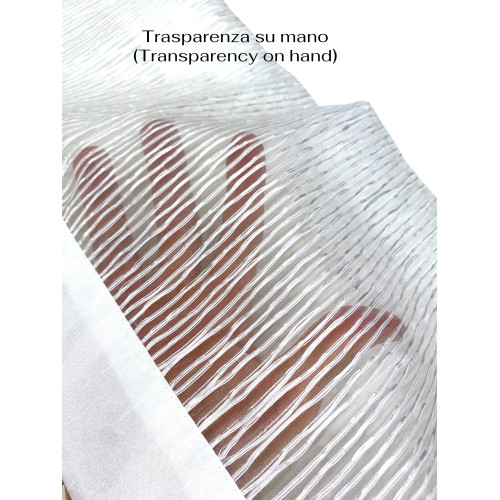 Paire de rideaux en verre blanc Oscar – Moderne semi-transparent en polyester rayé – 2 draps élégants, lavables, prêts à l’emplo