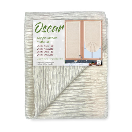 Paar Glasvorhänge in Oscar Beige, modernes und halbtransparentes Design