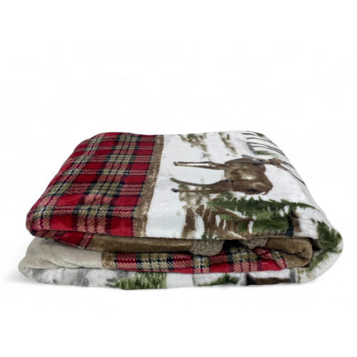 Vista fronte e retro del plaid Chalet con tessuto sherpa pile