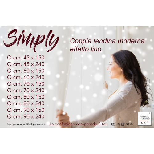 Coppia tendine vetro moderne SIMPLY Beige - tessuto poliestere bouclè semitrasparente, orlino tunnel