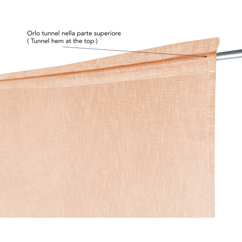 Pair of modern glass curtains SIMPLY Salmon - semi-transparent bouclé polyester fabric, tunnel hem