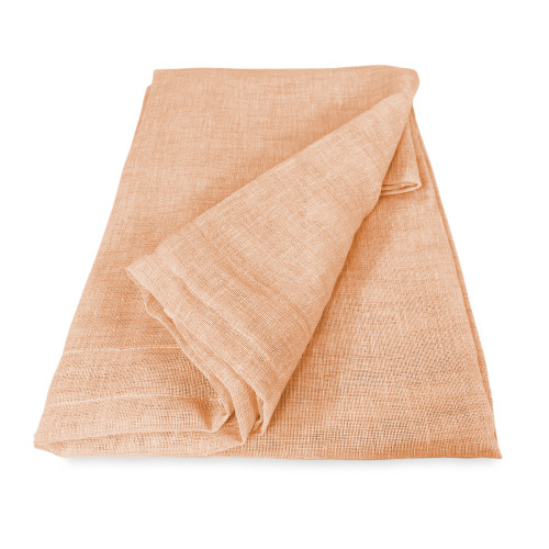 Pair of modern glass curtains SIMPLY Salmon - semi-transparent bouclé polyester fabric, tunnel hem