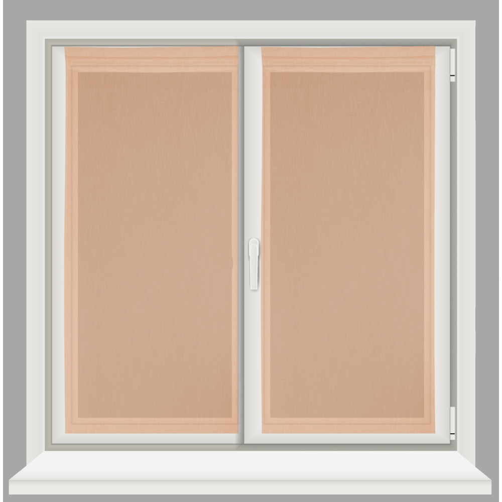 Pair of modern glass curtains SIMPLY Salmon - semi-transparent bouclé polyester fabric, tunnel hem
