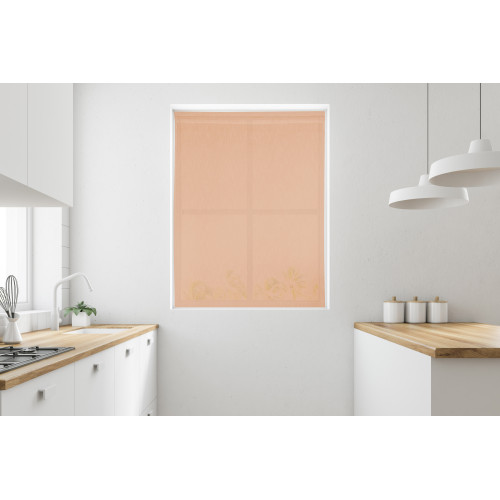 Paire de rideaux en verre modernes SIMPLY Salmon - tissu polyester bouclé semi-transparent, ourlet tunnel