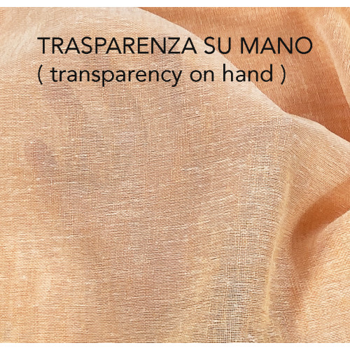 Paire de rideaux en verre modernes SIMPLY Salmon - tissu polyester bouclé semi-transparent, ourlet tunnel