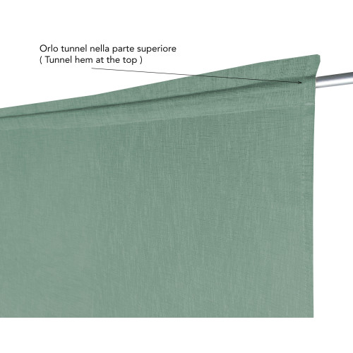 Pair of modern glass curtains SIMPLY Green - semi-transparent bouclé polyester fabric, tunnel hem