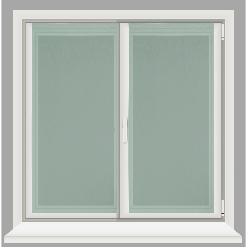 Pair of modern glass curtains SIMPLY Green - semi-transparent bouclé polyester fabric, tunnel hem