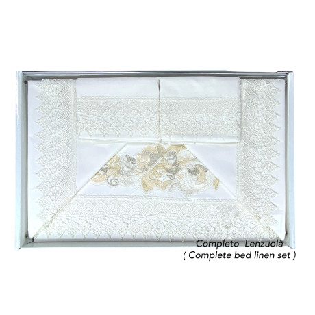 Completo letto Aurora – lenzuola e copriletto artigianali Made in Italy