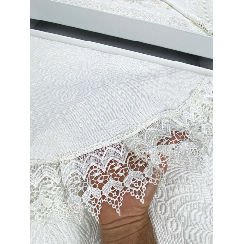 Bauletto Aurora – Pure Cotton Double Sheets Set & Bedspread with Inlaid Macramé Lace – Made in Italy