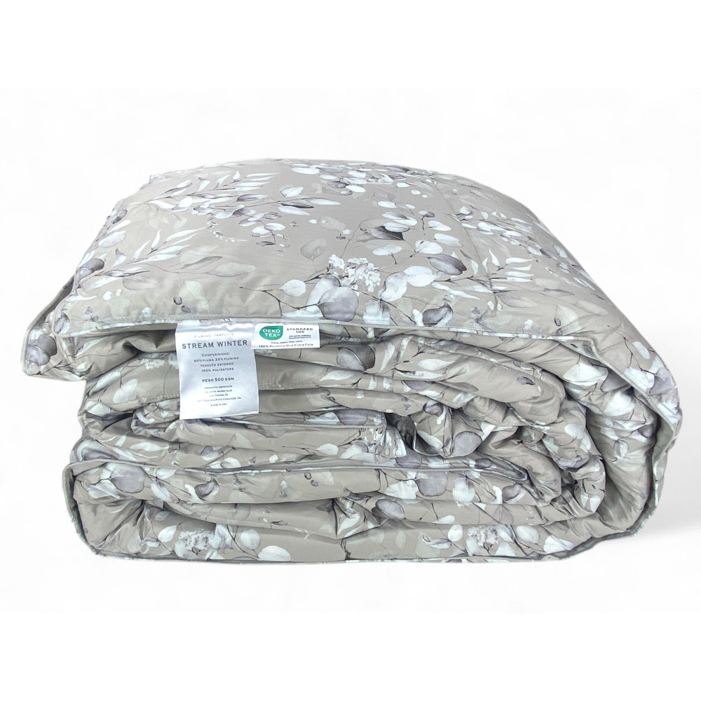 Stream Winter Double Duvet 500 gr - Down Jacket 80% Feather 20% Down Jacket - Beige Floral Pattern