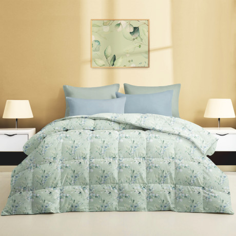 Stream 500 gr winter double duvet with green floral pattern 80% feather 20% duvet