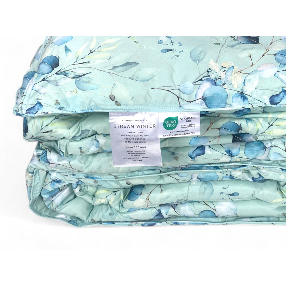 Stream Winter Double Duvet 500 gr - Daunenjacke 80% Federn 20% Daunenjacke - Grün Blumenmuster