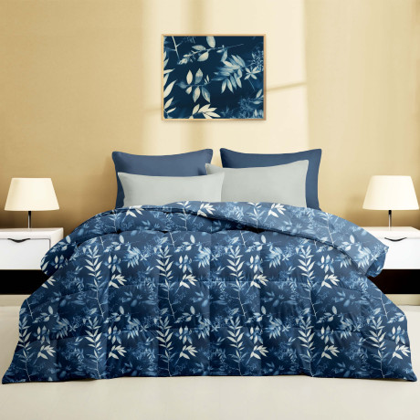 Stream Winter Doppelbettdecke 500 gr Blumenmuster Mitternachtsblau 80% Feder 20% Bettdecke