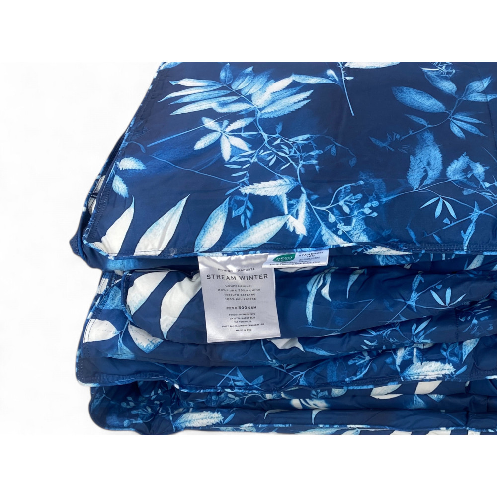 Stream Winter Double Duvet 500 gr - Down Jacket 80% Feather 20% Down Jacket - Floral Fantasy Night Blue
