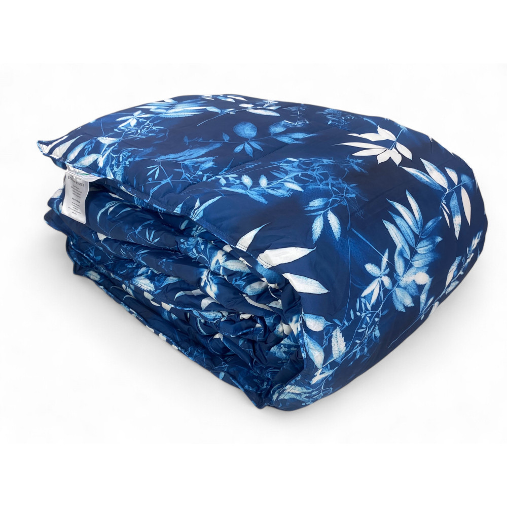 Flow Winter Edredón Doble 500 gr - Chaqueta de Plumas 80% Plumas 20% Plumón - Floral Fantasía Azul Noche