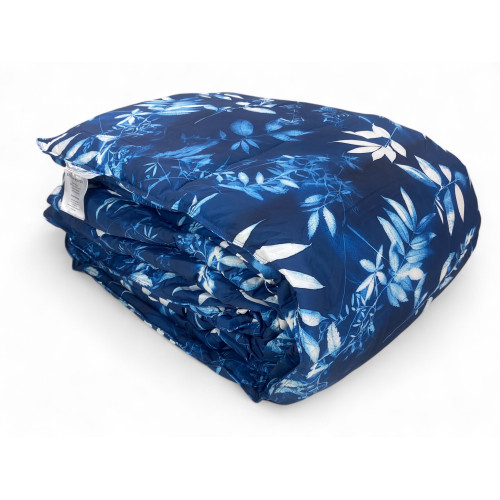 Flow Winter Edredón Doble 500 gr - Chaqueta de Plumas 80% Plumas 20% Plumón - Floral Fantasía Azul Noche