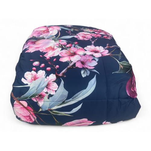 Trapunta matrimoniale Stream - piumone caldo floreale blu e rosa, ideale per camere eleganti