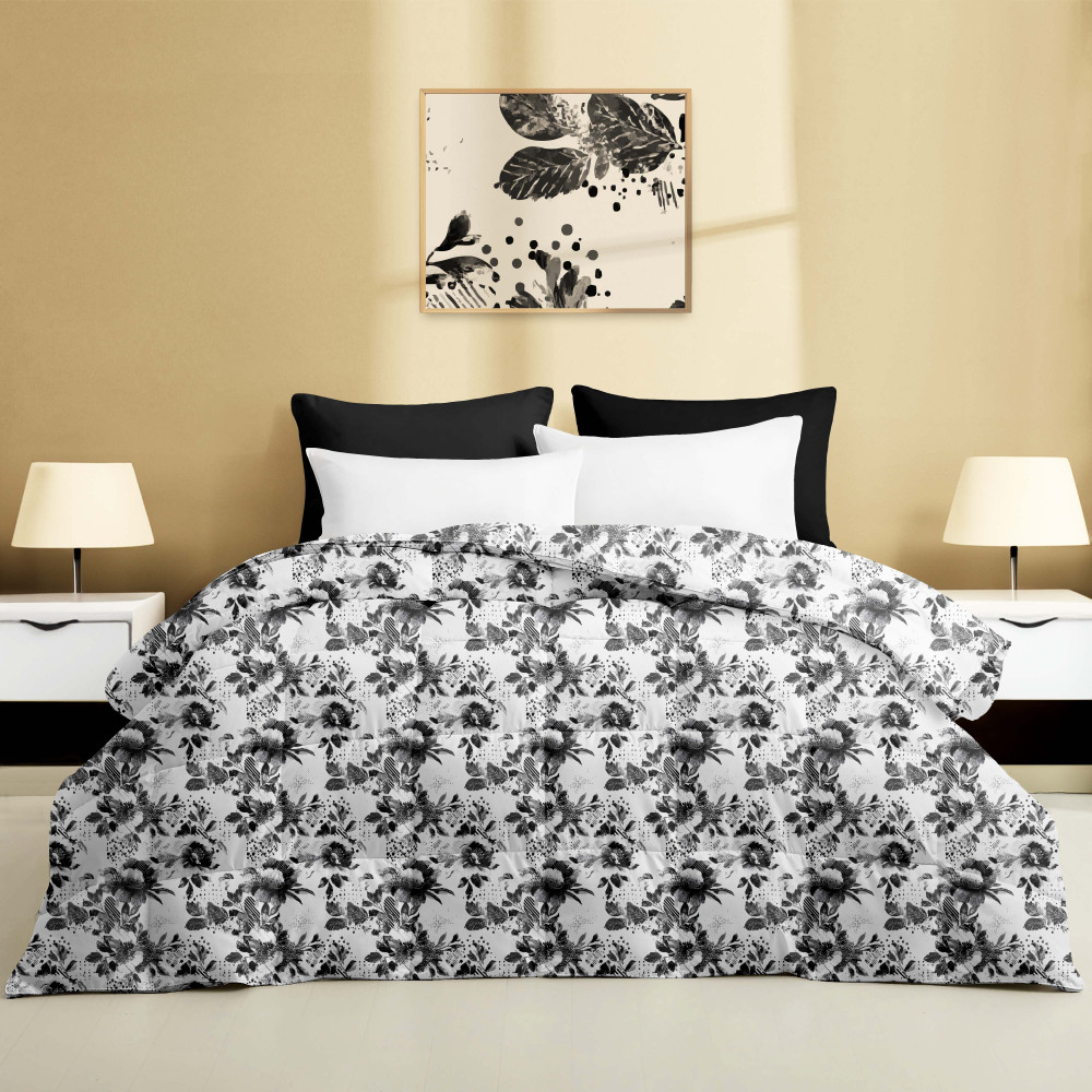 Stream 500 gr couette double d’hiver avec motif floral encre noir 80 % plume 20 % couette Stream 500 gr couette double d’hiver avec motif floral encre noir 80 % plume 20 % couette