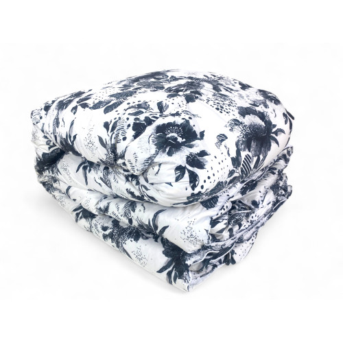 Flow Winter Edredón Doble 500 gr - Plumífero 80% Pluma 20% Plumón - Estampado Floral Tinta Negra