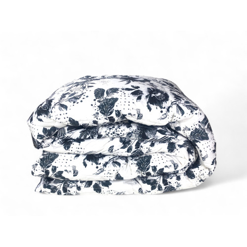 Flow Winter Edredón Doble 500 gr - Plumífero 80% Pluma 20% Plumón - Estampado Floral Tinta Negra