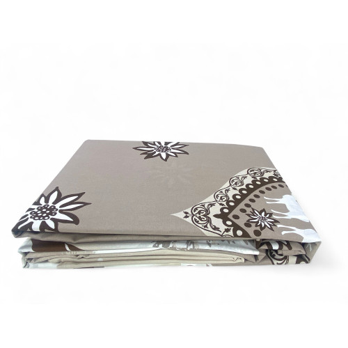 Funda nórdica tirolesa beige con duendecillo - 100% algodón, patrón de invierno alpino, suave y transpirable