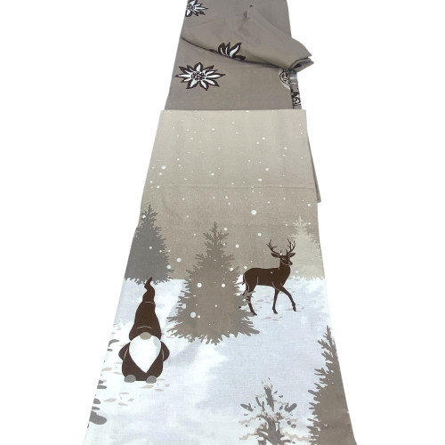 Copripiumino Tirolese Beige con Folletti - 100% Cotone, Fantasia Invernale Alpina, Morbido e Traspirante