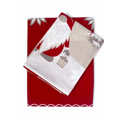 Roter Tiroler Bettbezug mit Kobolden - 100% Baumwolle, alpines Weihnachtsmuster, weich und atmungsaktiv