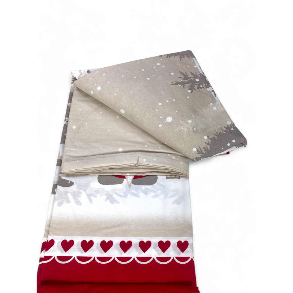 Housse de couette tyrolienne rouge avec gobelins - 100 % coton, motif de Noël alpin, douce et respirante
