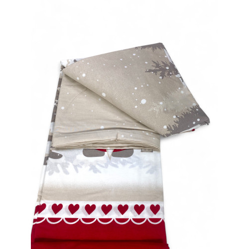 Housse de couette tyrolienne rouge avec gobelins - 100 % coton, motif de Noël alpin, douce et respirante