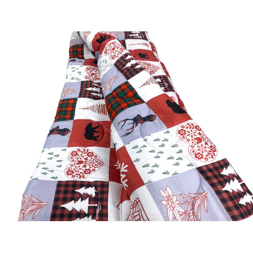 Couette d’hiver en patchwork de montagne, microfibre hypoallergénique, fabriquée en Italie 300 g/m²