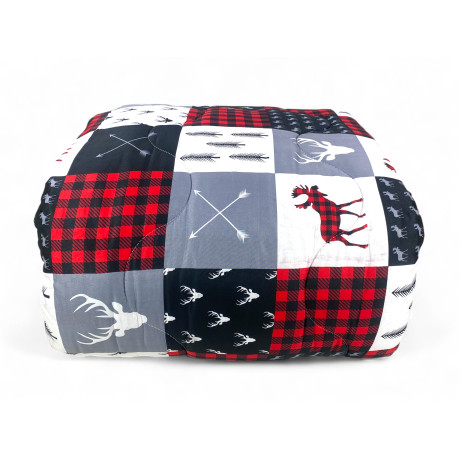 Trapunta Fiocco Quadri Grigio – Piumone invernale patchwork grigio, rosso e nero