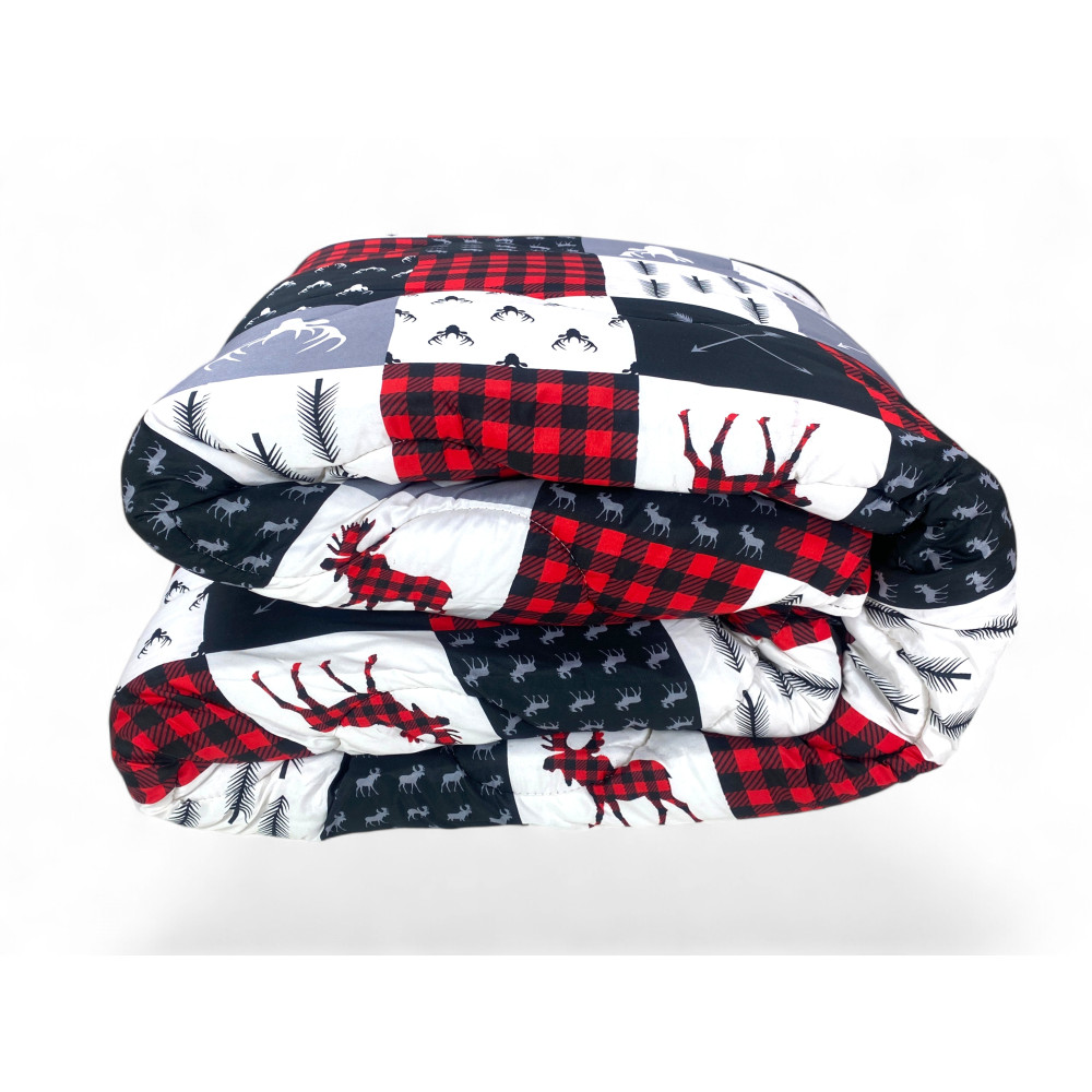 Couette Grey Square Bow – Couette d’hiver Microfibre Hypoallergénique 300 g/m², Patchwork nordique, Fabriqué en Italie