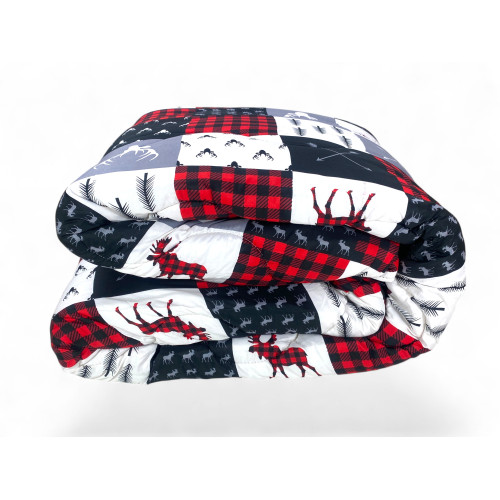 Edredón Gris Lazo Cuadrado – Edredón de Invierno Microfibra Hipoalergénico 300 g/m², Nordic Patchwork, Made in Italy