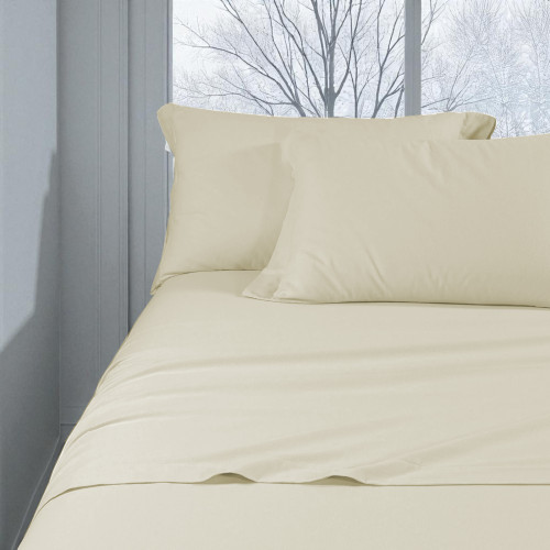 Cremefarbenes Winterlaken-Set aus festem Flanell – 100% Baumwollfleece, Anti-Pilling, warm und weich, Made in Italy