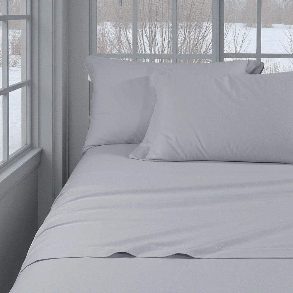 Solid gray flannel sheet set – 100% warm and soft cotton