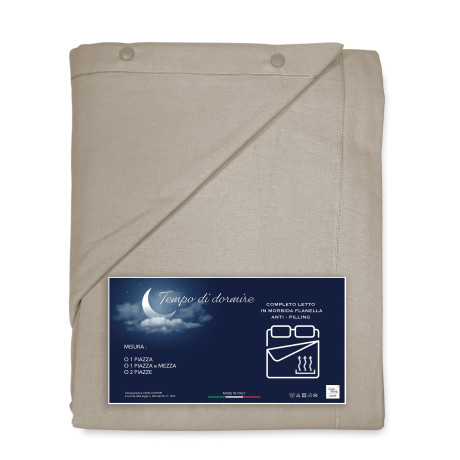 Juego de sábanas de franela lisa color topo – 100% algodón cálido y suave