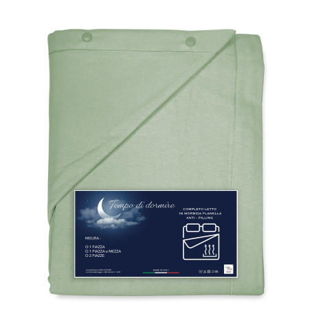 Ensemble de draps en flanelle verte unie – 100 % coton chaud et doux