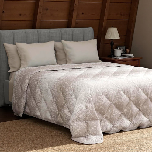 Kot Beige Bubbles Quilt - Winter Pure Cotton Bedspread - Made in Italy, Hypoallergenic Padding