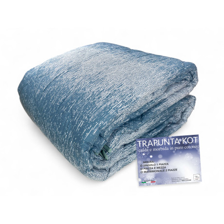 Trapunta Kot Bollicine Ottanio - Copriletto in puro cotone con design a bollicine.