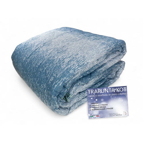 Kot Bollicine Teal Quilt - Wintertagesdecke aus reiner Baumwolle - Made in Italy, hypoallergene Polsterung