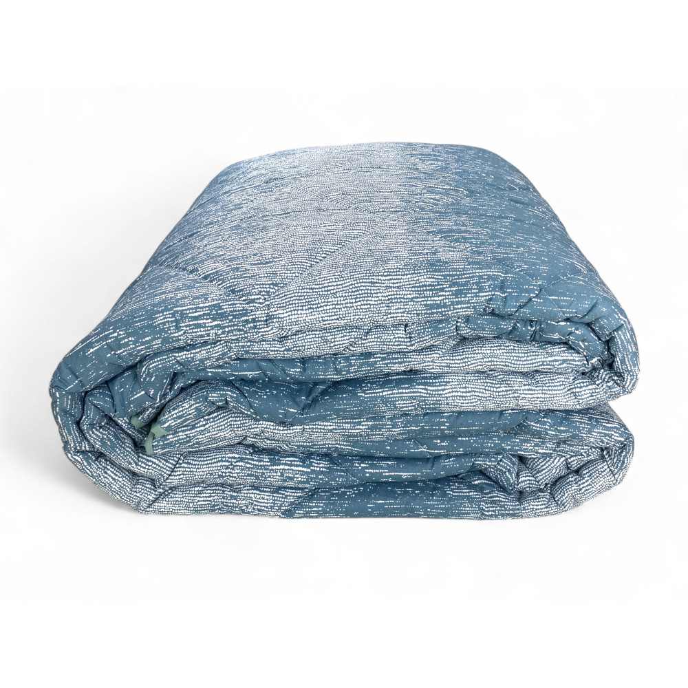 Kot Bollicine Teal Quilt - Couvre-lit d’hiver en pur coton - Fabriqué en Italie, rembourrage hypoallergénique