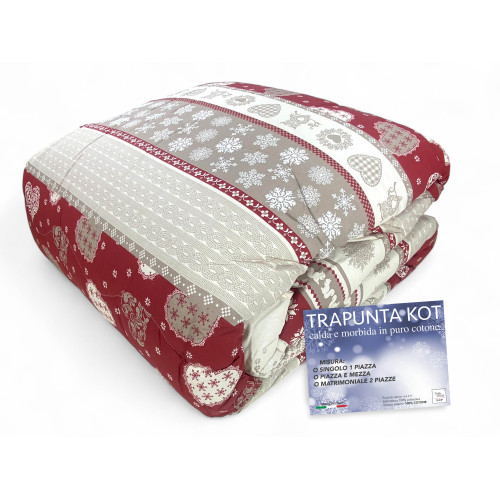 Kot Corvara Tyrolean Quilt - Couvre-lit d’hiver en pur coton - Fabriqué en Italie, rembourrage hypoallergénique