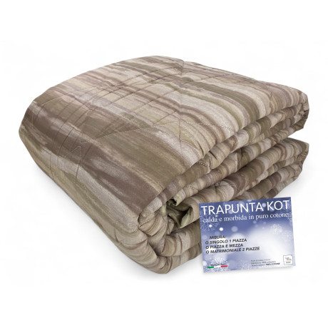 Trapunta Kot Pennellato Beige - Copriletto in puro cotone con design pennellato.