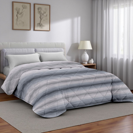 Trapunta Kot Pennellato Grigio - Copriletto in puro cotone con design a pennellate.