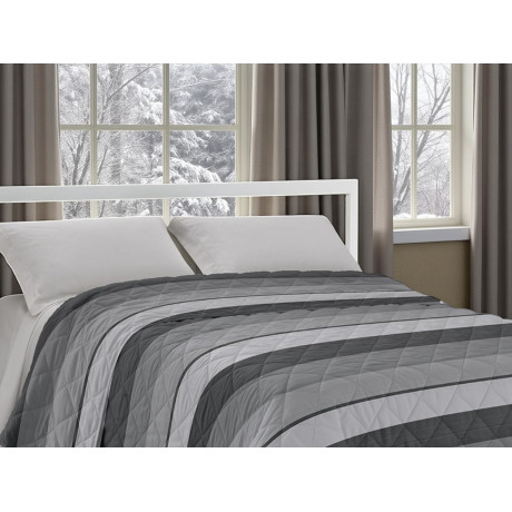 Trapunta Kot Riga Grigio - Copriletto in puro cotone con design a righe grigie.